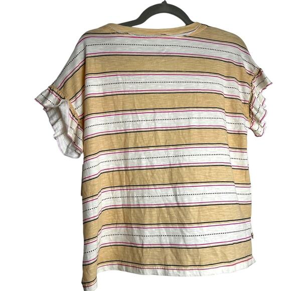 Anthropologie NWT Pilcro Yellow Striped Ruffle-Sleeve T-shirt - Picture 7 of 7